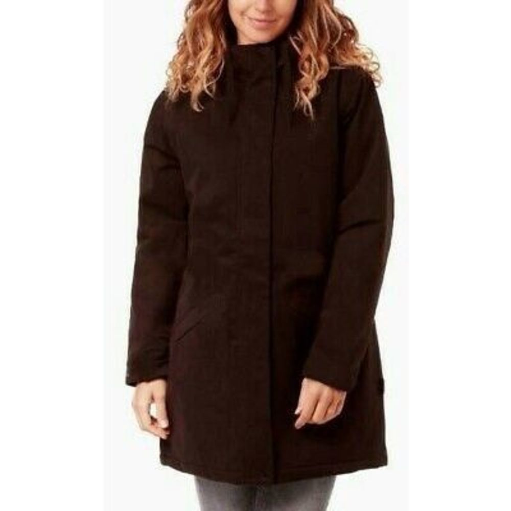 Dana Buchman Small Choco Brown Leopard Print Lined Insulated Microfiber Coat EUC